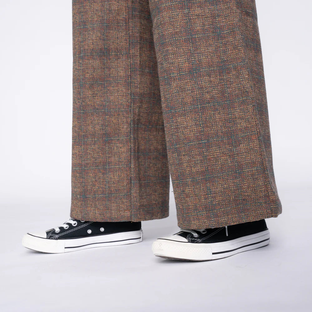 Wide Leg Trouser - Triple Yarn Twist Brushed Tweed - Desert Sunset