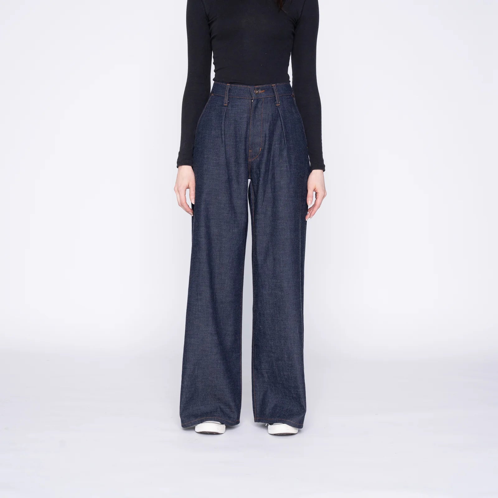 Wide Leg Trouser - Slub Nep Rinsed Denim