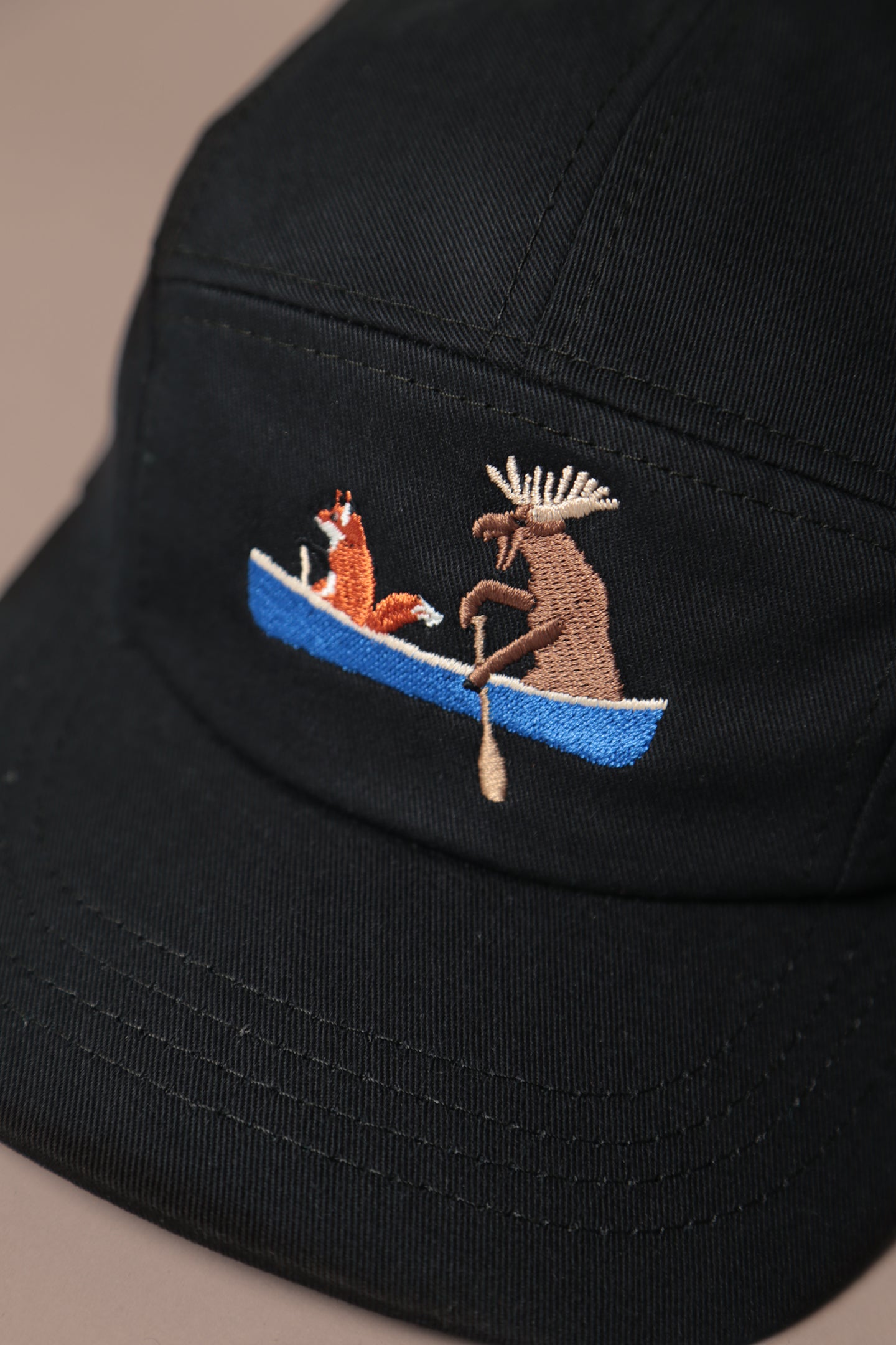 Kids 5 Panel - Black - Paddle Pals Embroidery - CAMP Series