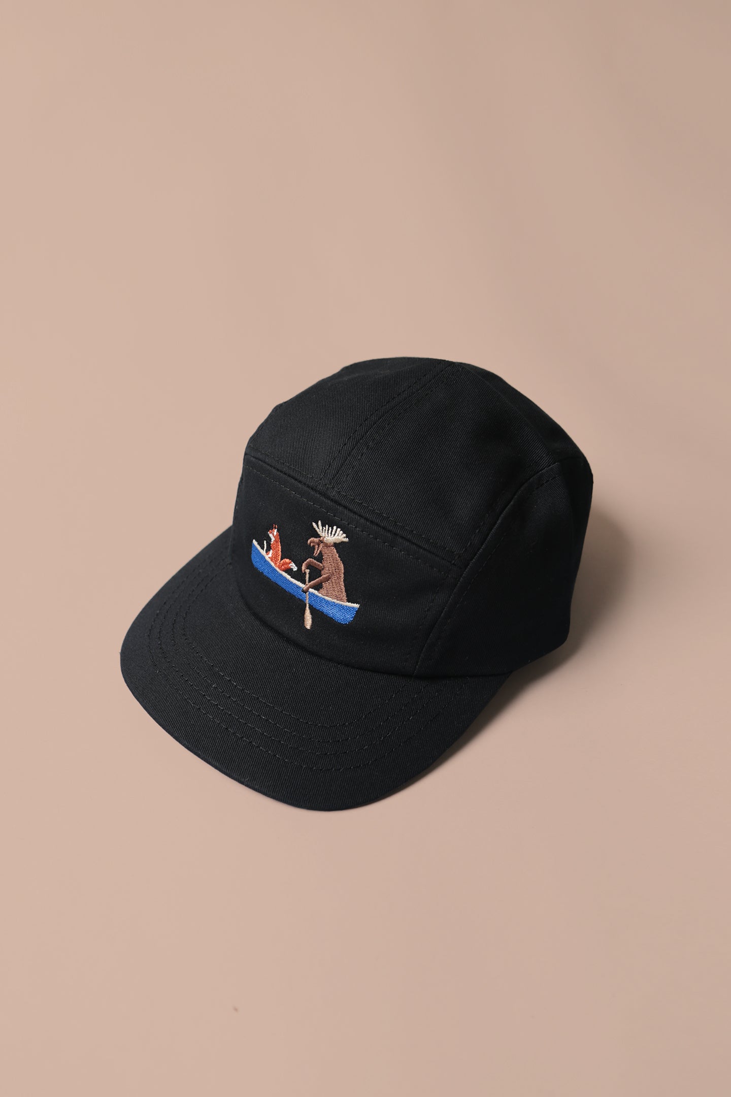 Kids 5 Panel - Black - Paddle Pals Embroidery - CAMP Series