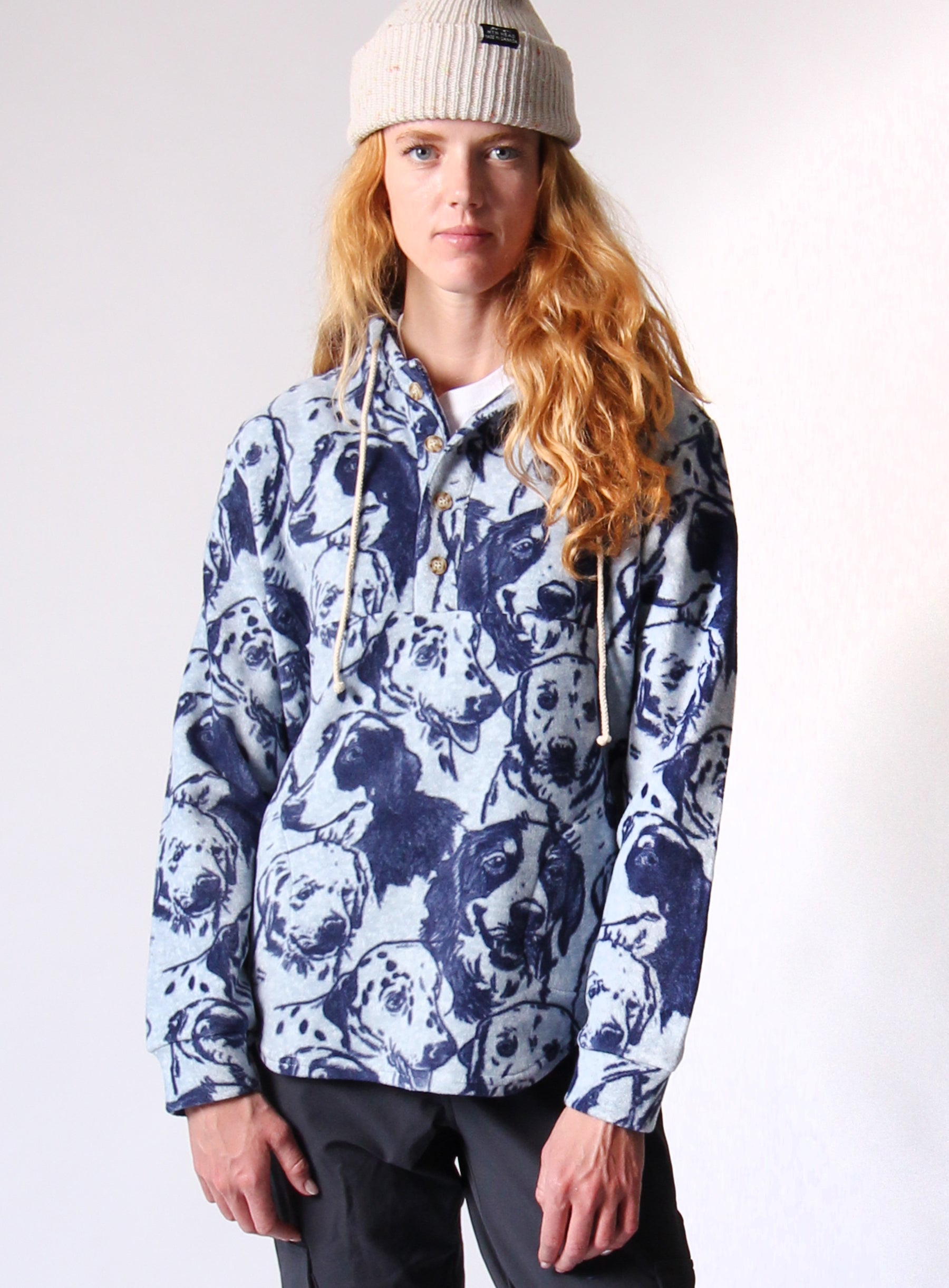 Camping Hoodie -  Polar Fleece - Navy Dog Camo