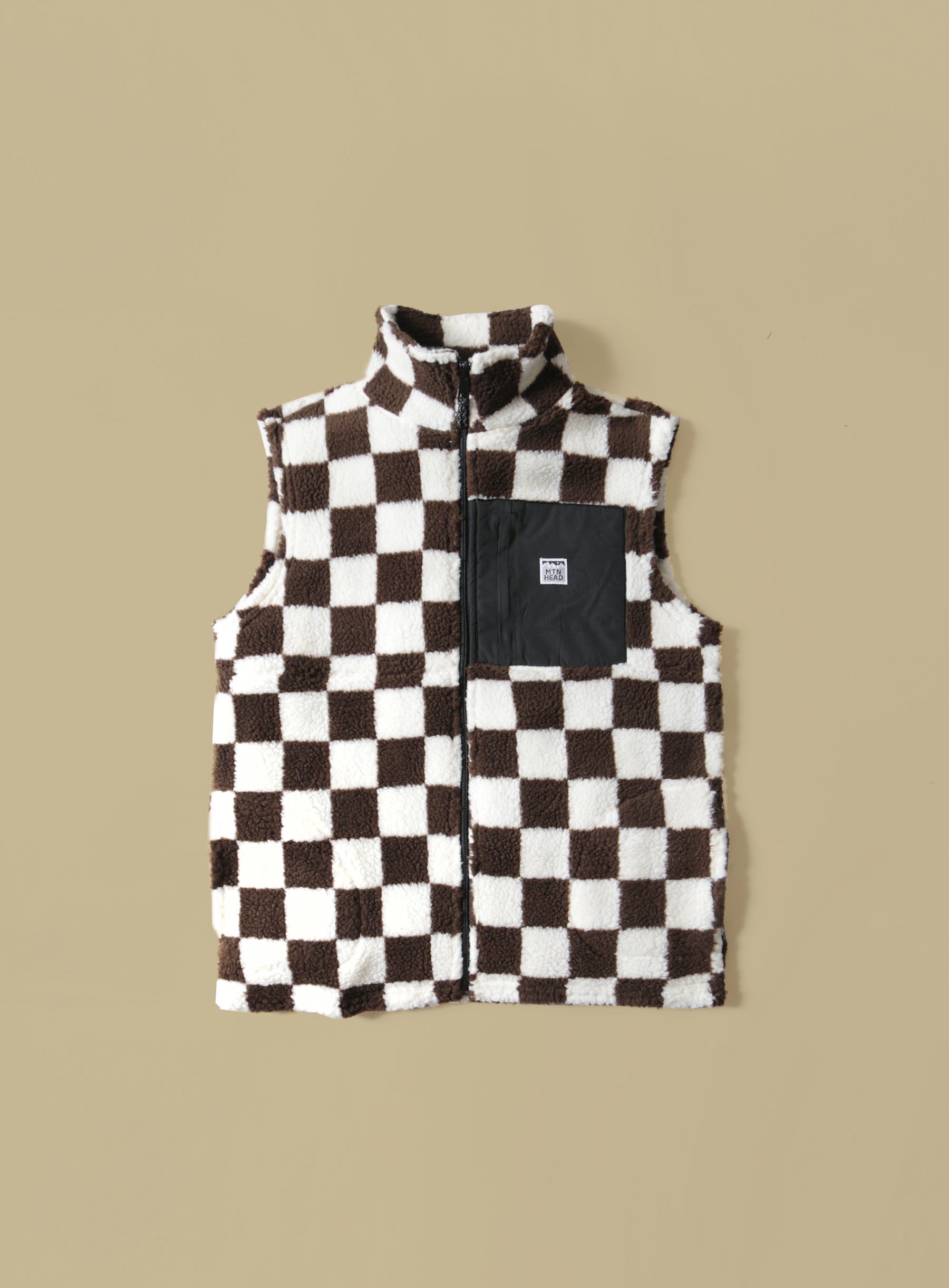 Alpine Sherpa Vest - Brown Checkers