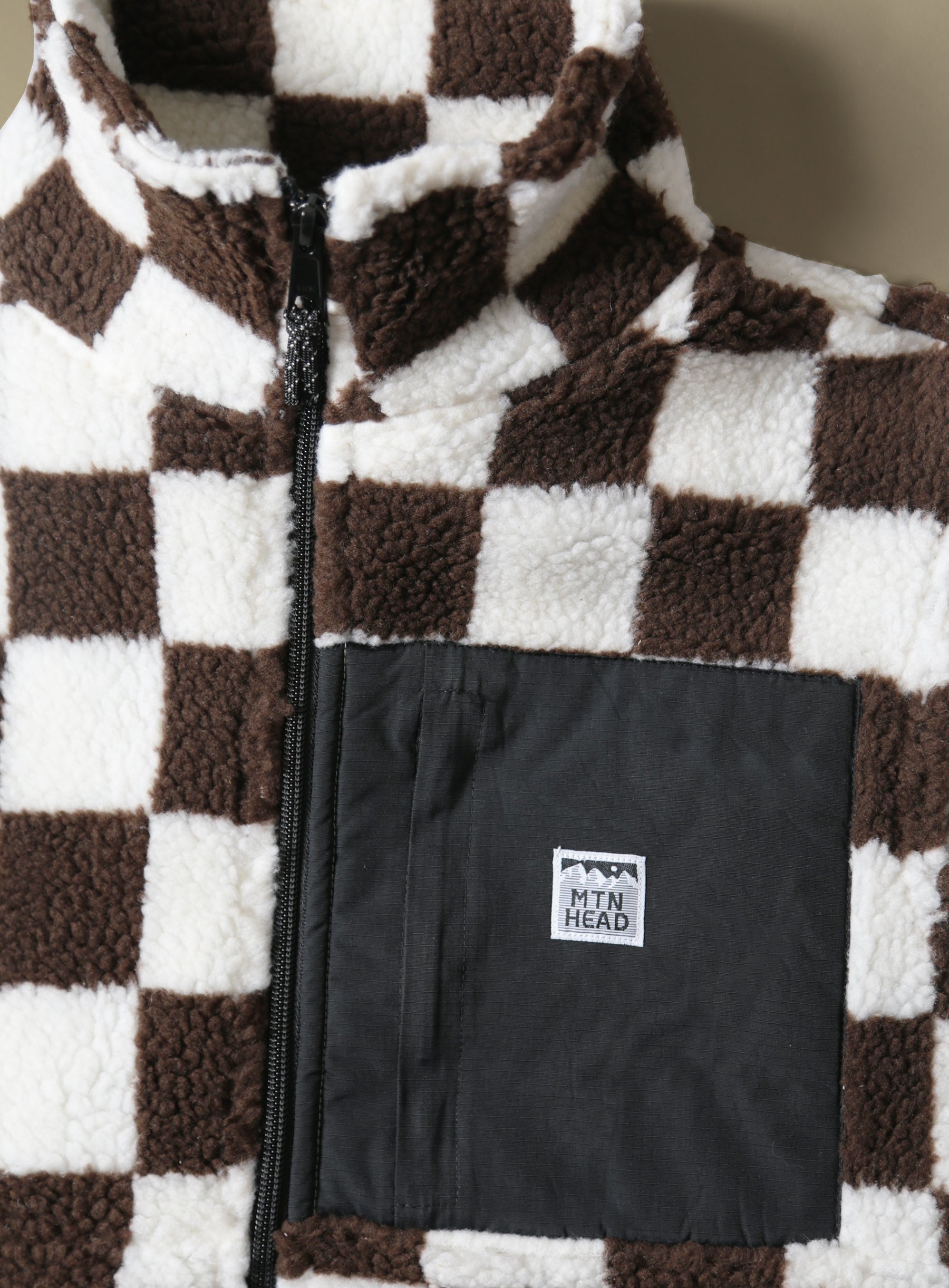 Alpine Sherpa Vest - Brown Checkers