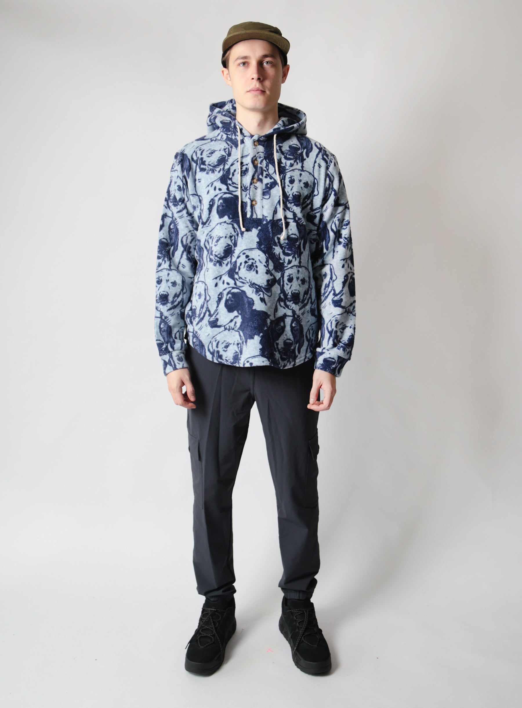 Camping Hoodie -  Polar Fleece - Navy Dog Camo