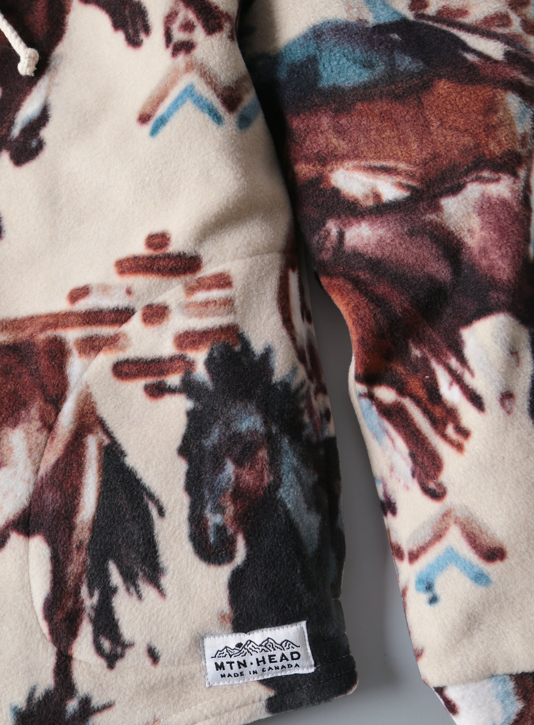 Camping Hoodie -  Polar Fleece - Khaki Wild Horses