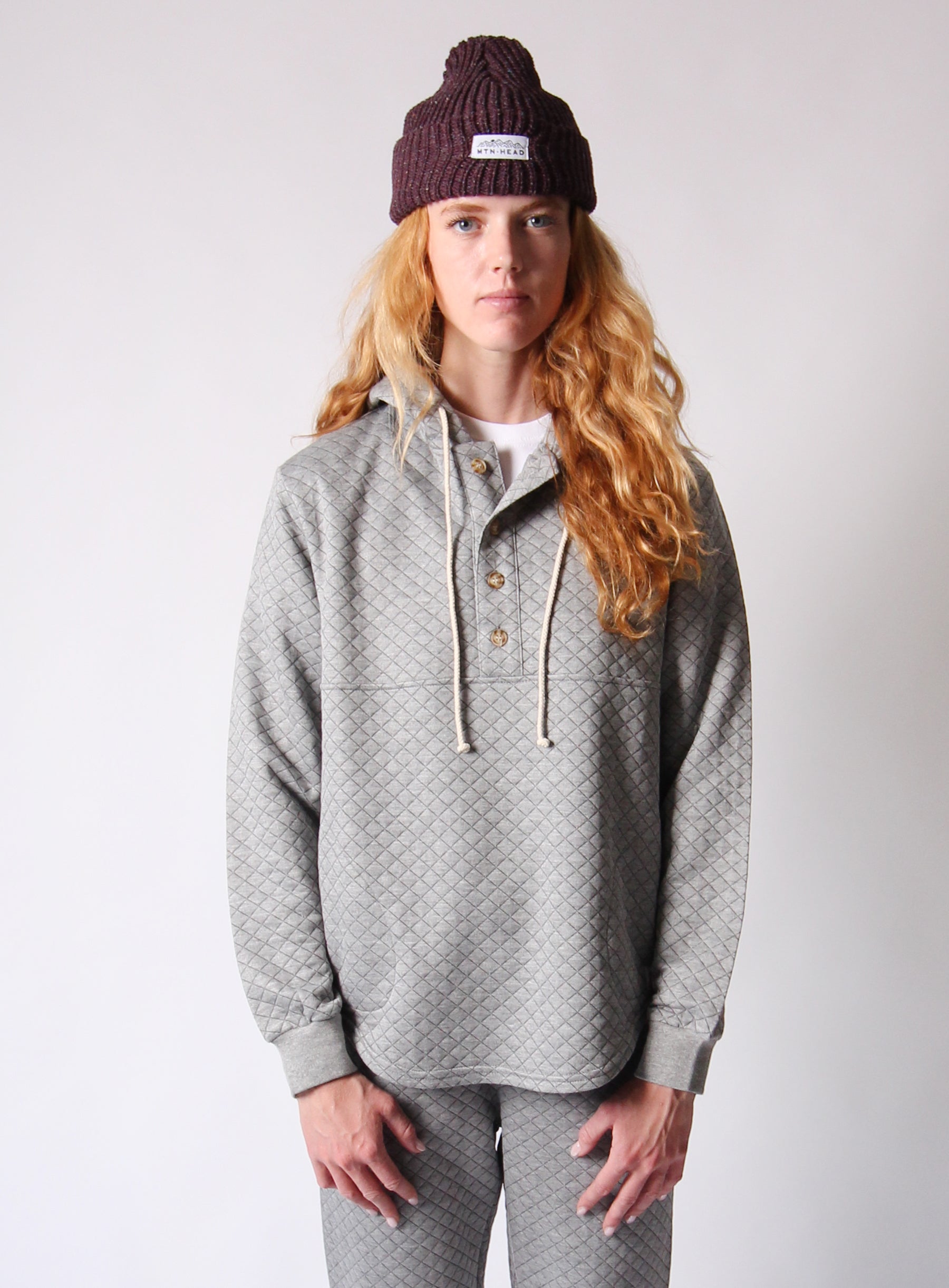 Camping Hoodie - Heather Grey Quilt