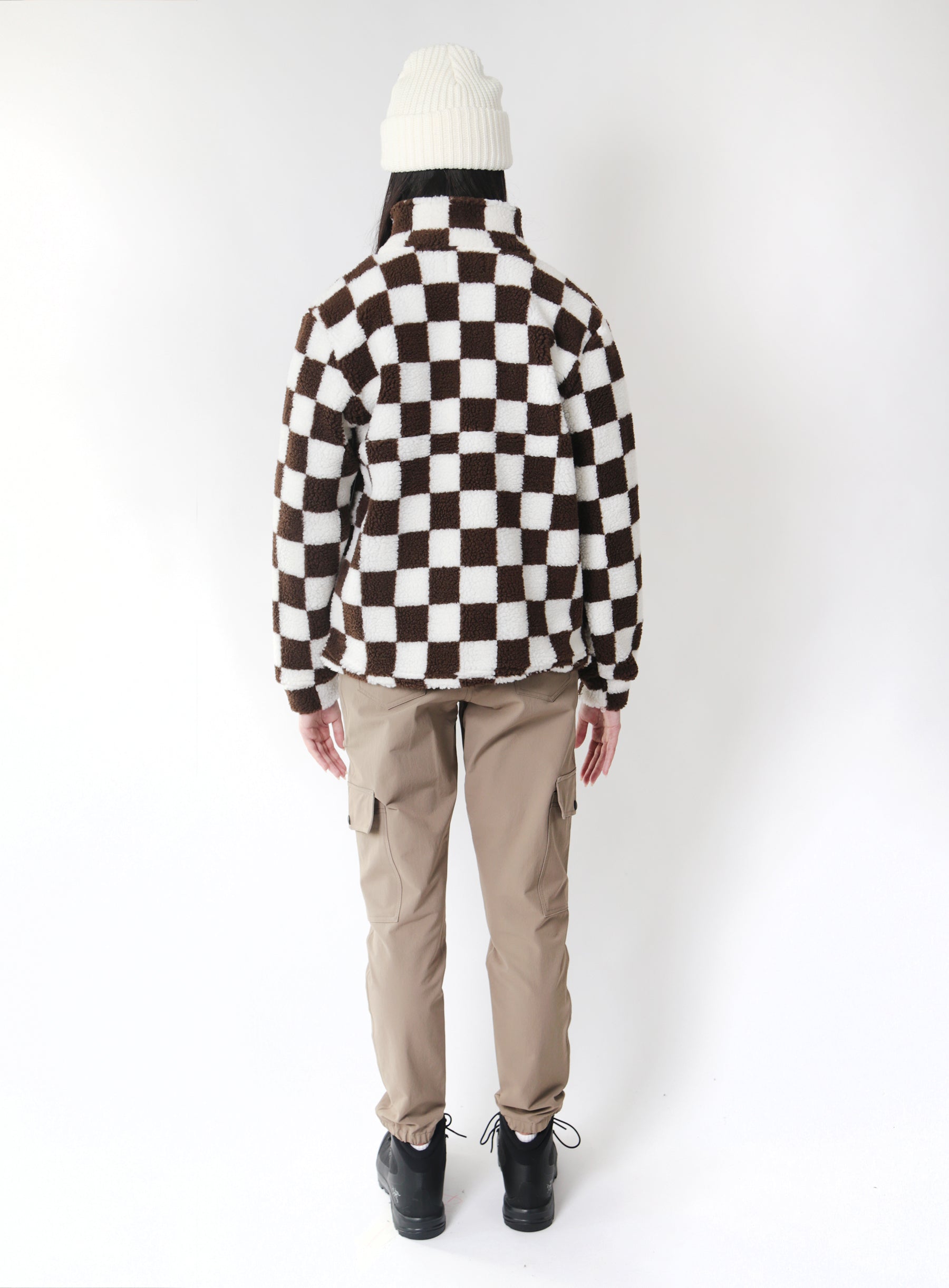 Alpine Full Zip  - Brown Checker Sherpa