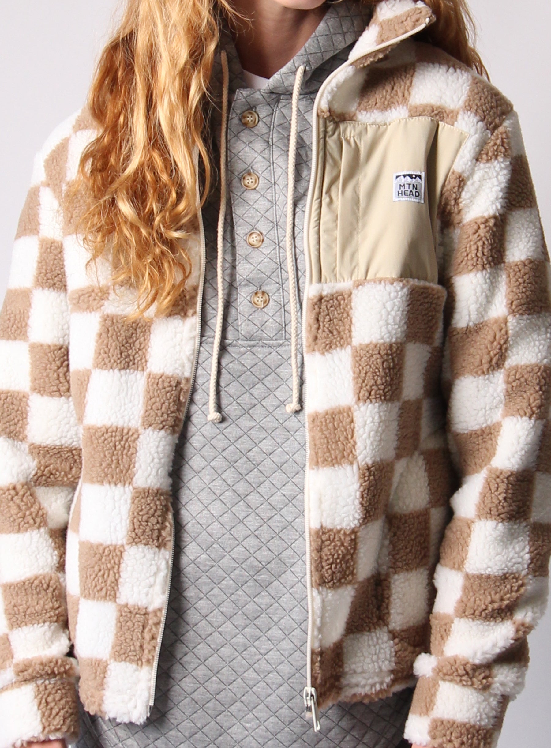 Camping Hoodie - Heather Grey Quilt